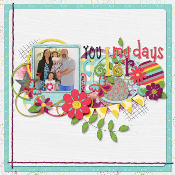 You Color My Day | Digital Scrapbook layout designed by Helen Gullett