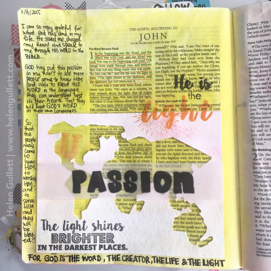 Gratitute Documented Bible Journaling Day 4: Passion. John 1:1-5 #illustratedfaith #gratitudedocumented #biblejournaling #latinacrafter #neatandtangled #beablessing #fabercastell #gelatos #pittsartistpens #stampersbigbrushpens #primamarketing #creatingjoyfully #lampandlight