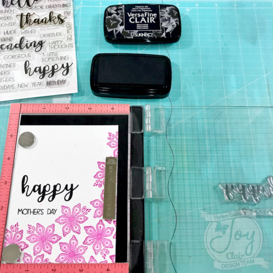 Mother’s Day Card and Gift Bag with Joy Clair clear stamps, VersaFine Clair Ink Pads, and Leisure Arts Watercolor Colored Pencils
